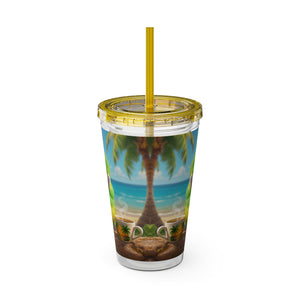 Tropical Tumbler with Straw | 16oz: Lulu the Parrot