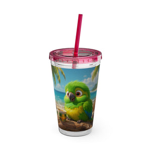 Tropical Tumbler with Straw | 16oz: Lulu the Parrot