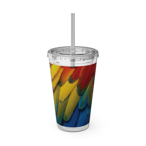 Tropical Tumbler with Straw | 16 oz: Parrot Macaw Feathers