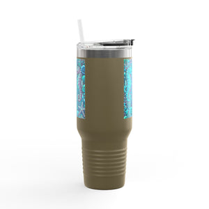 Insulated Travel Mug, 40oz / Seahorses, Turquoise - Perfect for Outdoor Adventures