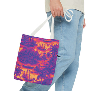 Crazy Cool Tropical Toile Tote Bag, Yellow - 3 Sizes