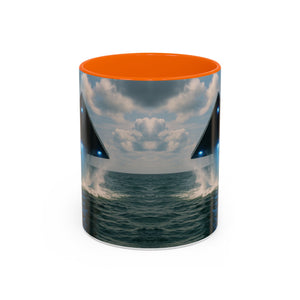 Accent Coffee Mug (11, 15oz), 8 Colors - UFO and Dolphin