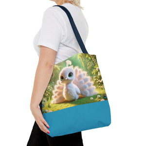 Baby White Peacock Trio Tote Bag - 3 Sizes