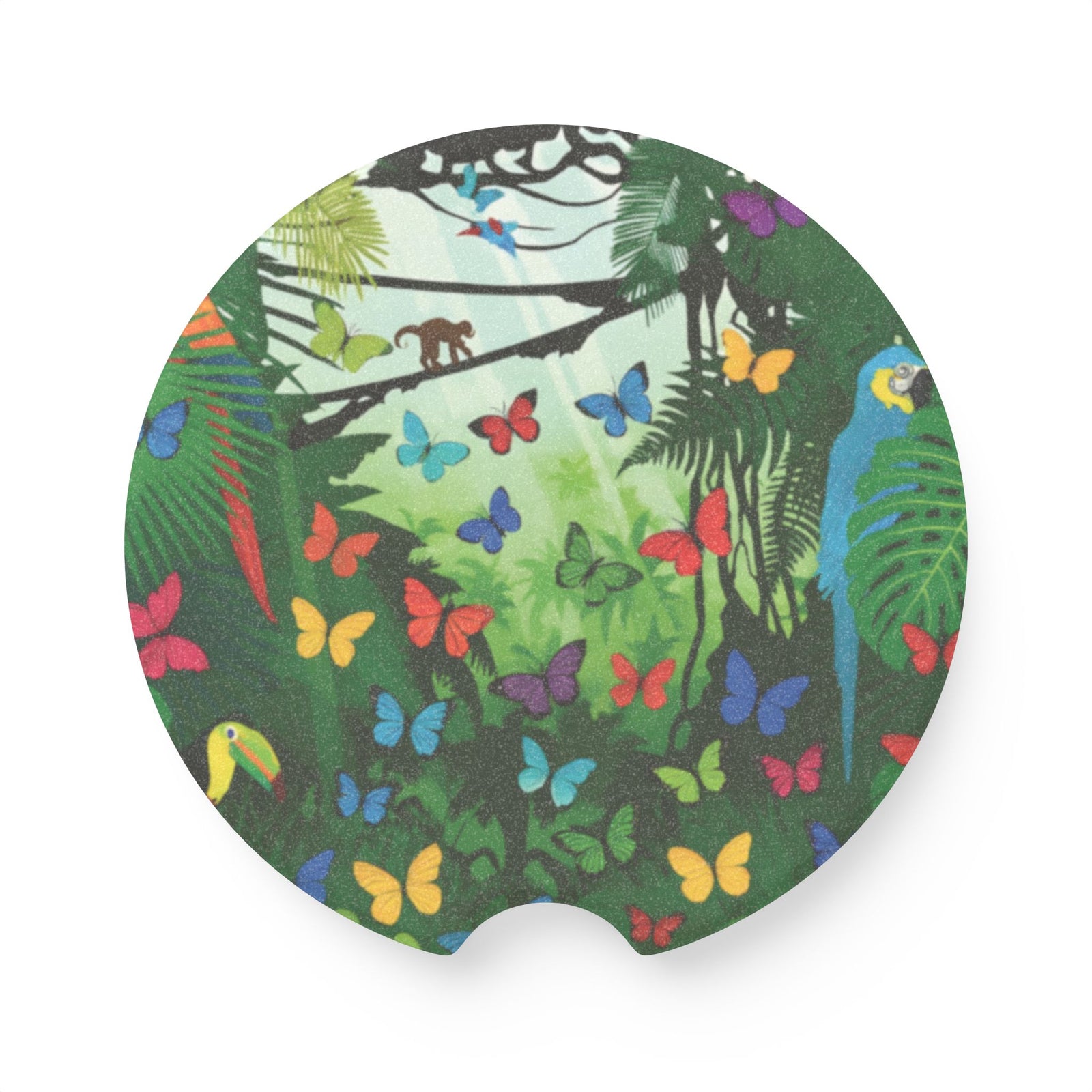 Soapstone Car Coaster — Tropical Jungle Butterflies