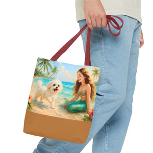Puppy Ariel and Mermaid Tote Bag - 3 Sizes
