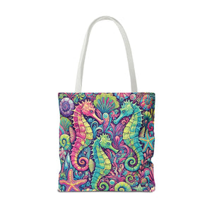 Seahorse Trio Tote Bag, Brights - 3 Sizes