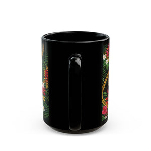 Tropical Parrot Black Mug – Colorful Macaw Coffee Cup (11oz/15oz)