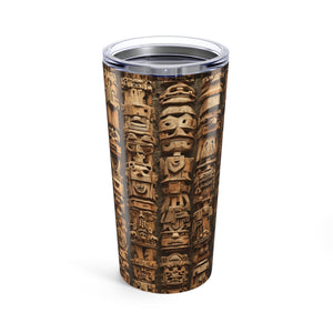 20 oz Glossy Tumbler, Stainless Steel / Ancient Tiki Totems