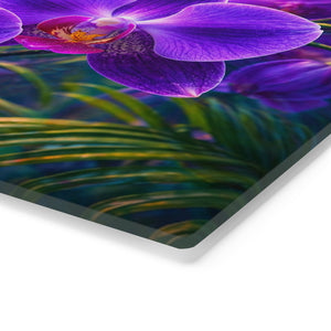 Glass Coffee Station Tray — Twilight Orchids, Glass, 2 sizes