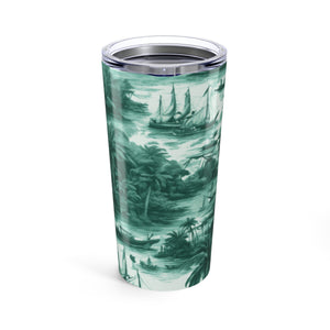 20oz Tropical Glossy Tumbler / Tropical Toile, Evergreen