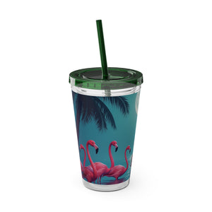 Tropical Tumbler with Straw | 16 oz: Moonlit Mermaid and Flamingos