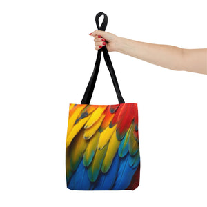 Tropical Macaw Parrot Feathers Tote Bag - Colorful Design, 3 Sizes