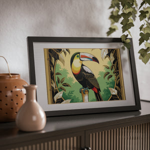 Framed Coffee Art Print — Tropical Toucan Poster for Home Decor