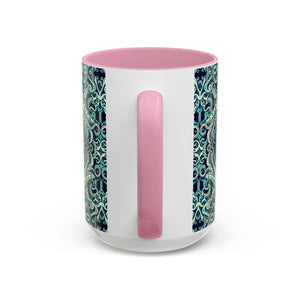 Accent Color Coffee Mug, Many Colors - 11oz & 15oz / Twisted Aqua Octopus
