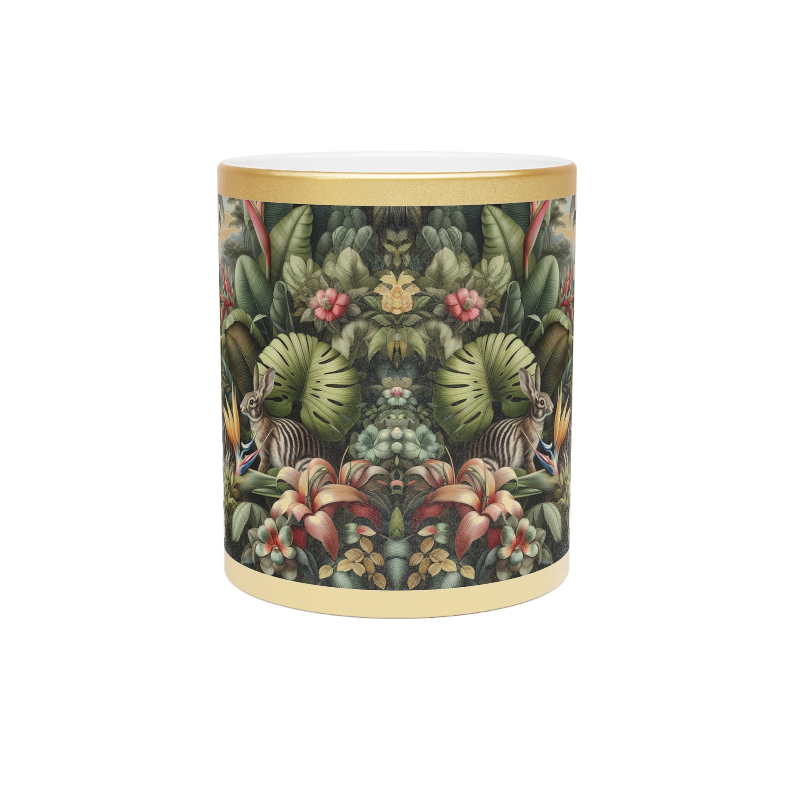 Tropical Metallic Mug, Gold or Silver - Rainforest Rabbit Outing