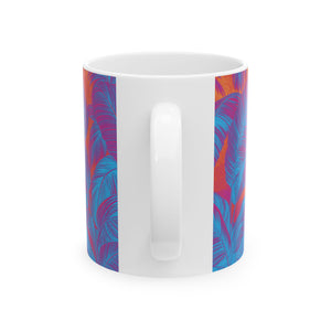 Ceramic White Mug - 11oz & 15oz, Palm Serenity, Heatwave