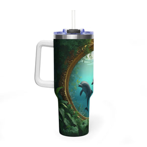 40 oz Tumbler ~ Dolphin Duo Ocean, Insulated