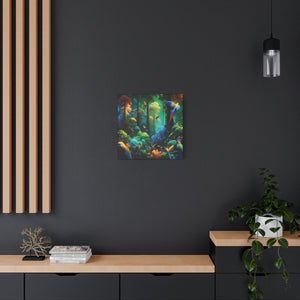 Tropical Parrots Canvas Wall Art — Vibrant Flight School Jungle Scene Matte