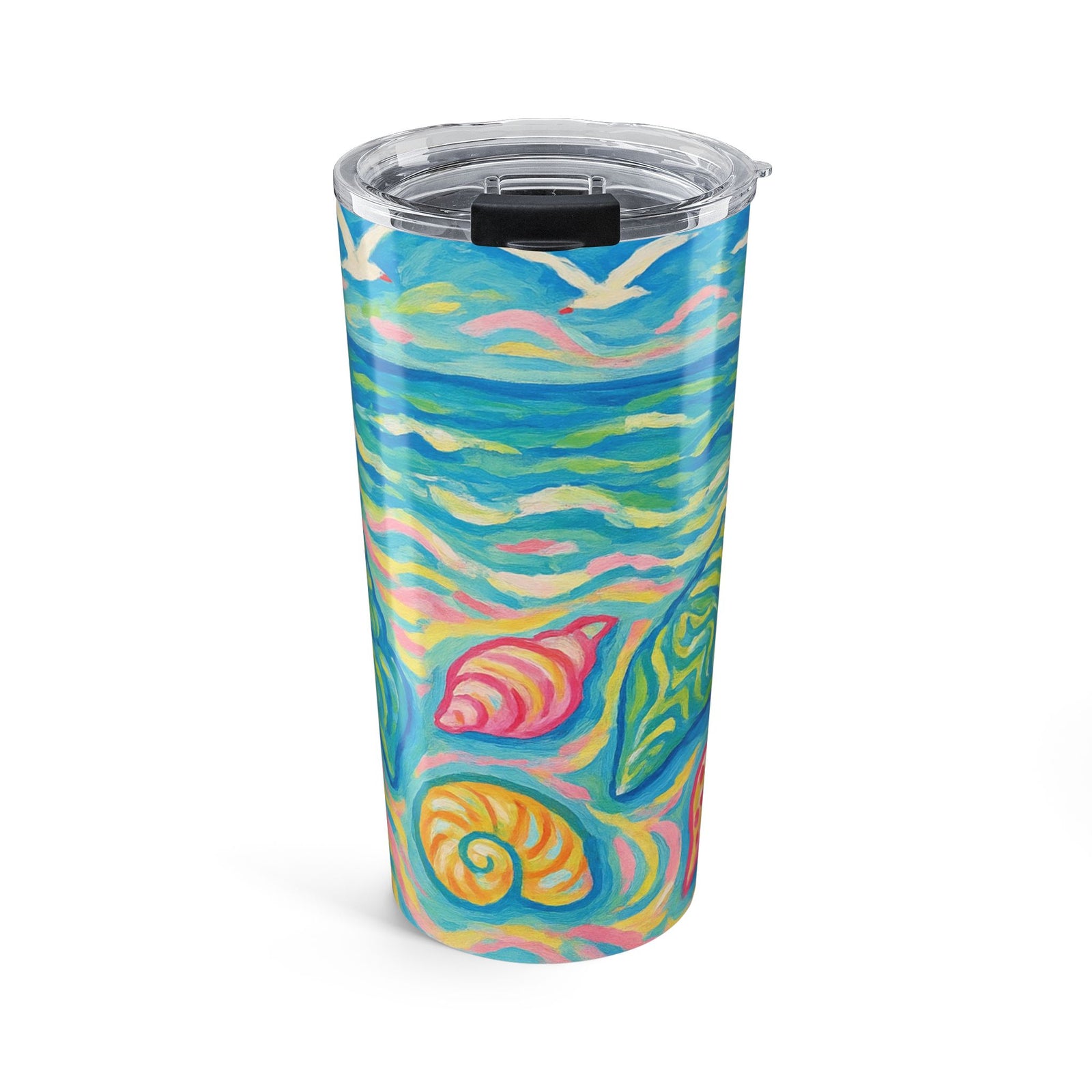 20oz Tumbler — Colorful Seaside Shells Insulated Travel Mug