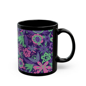 Black Coffee Mug - Rainforest Flower Explosion