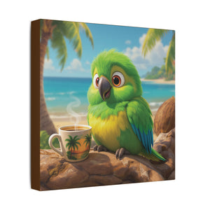 Tropical Beach Canvas - Lulu the Parrot Coffee Wall Art