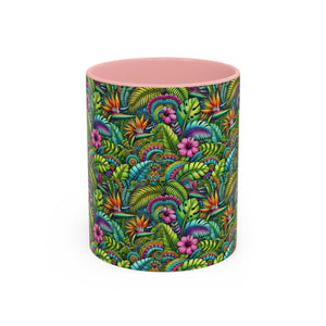 Accent Color Coffee Mug (11, 15oz), Rainforest Blooms