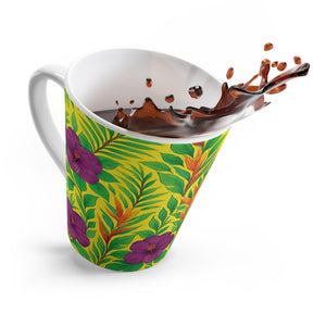 Latte White Mug - Midnight Flower Yellow