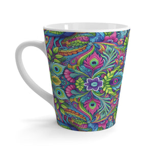Latte White Mug - Peacock Prism, repeat