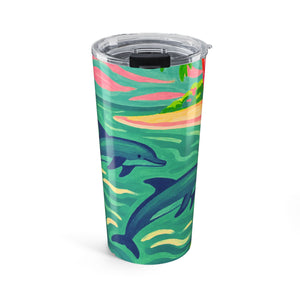 20oz Tumbler — Tropical Jumping Dolphins Travel Cup