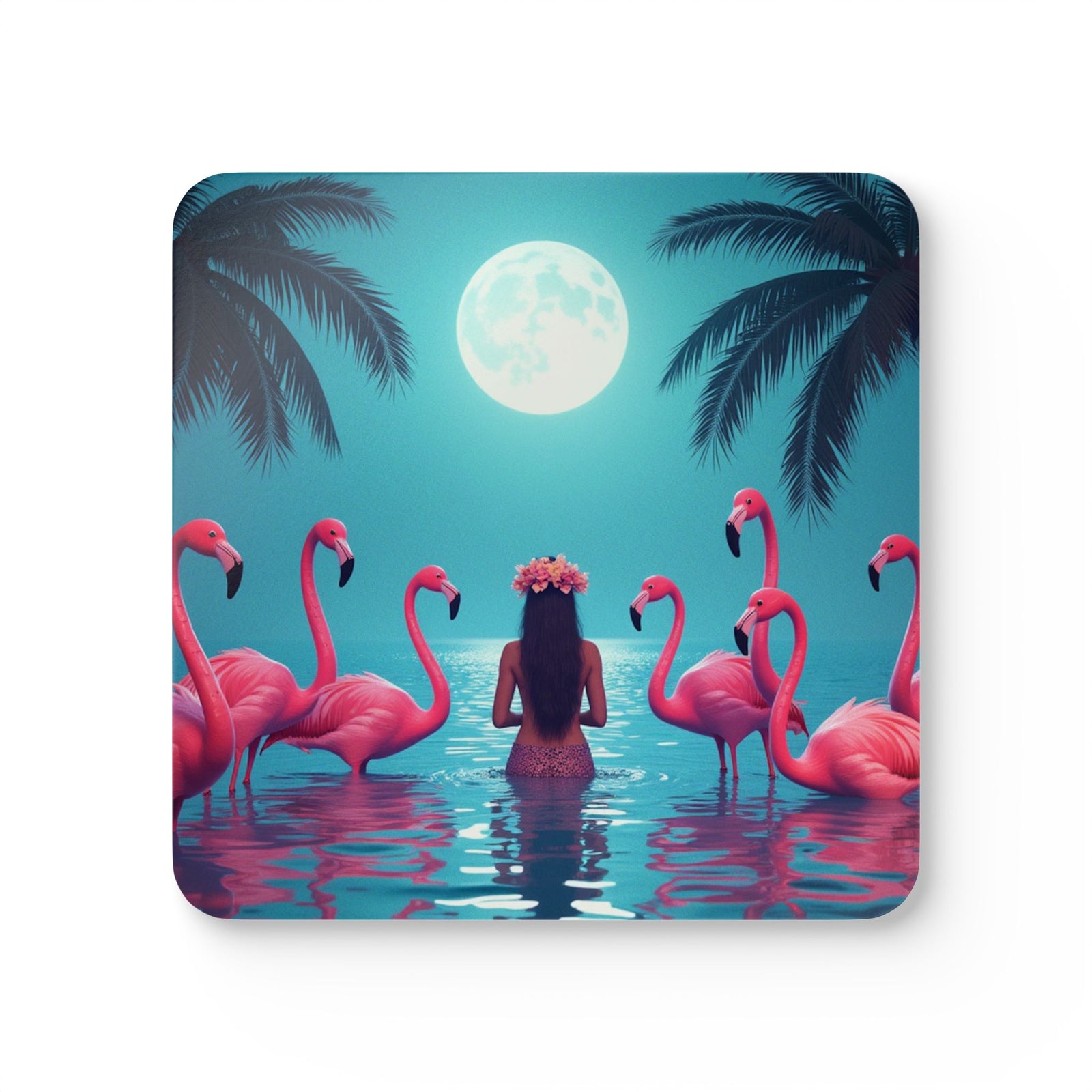 Coaster Set/4 - Moonlit Mermaid & Flamingos