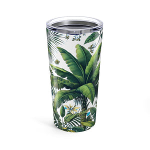 20oz Tropical Glossy Tumbler, Stainless Steel / More Tropical Fruit, White
