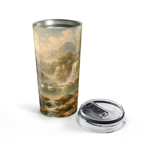 20oz Tumbler — Vintage Parrot & Waterfall Floral Scenic Insulated Cup