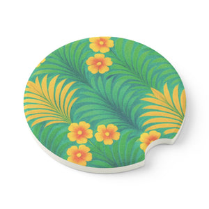 Soapstone Car Coaster - Sunrise Palms, Green