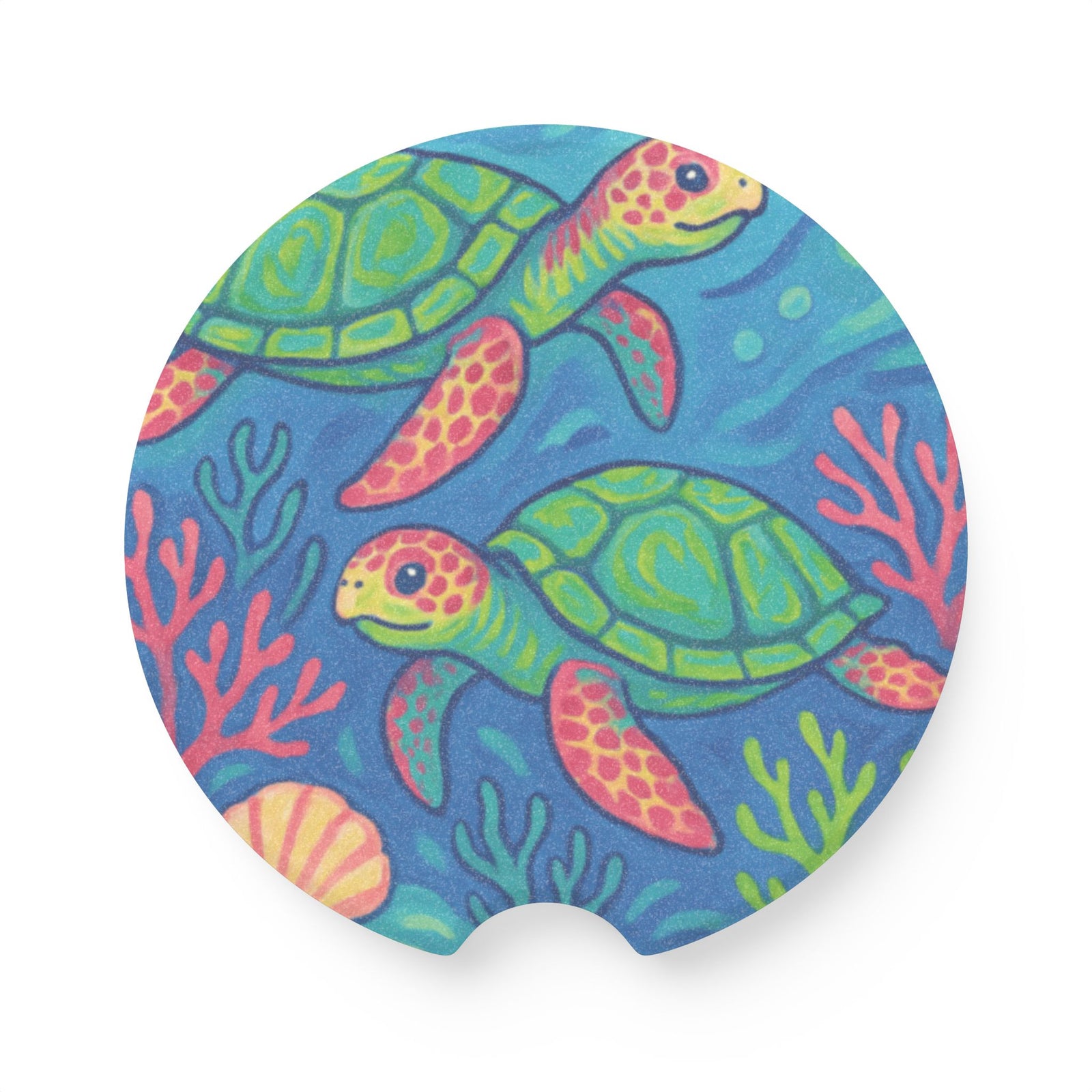 Soapstone Car Coaster - Turtles & Coral