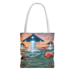 UFO and Flamingos Tote Bag - 3 Sizes