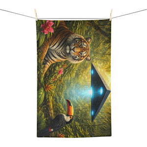 Microfiber Coffee/Tea Towel — Tiger, Toucan & UFO