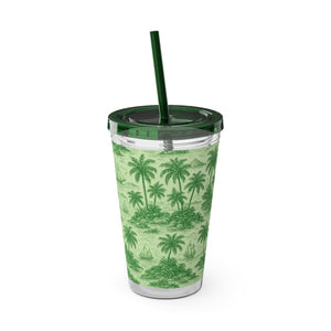 Tropical Tumbler with Straw | 16 oz: Faraway Toile/Green