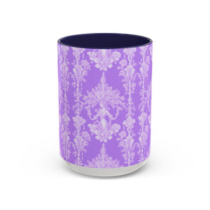 Accent Color Coffee Mug (11, 15oz), Pearl Lady Toile/Lavender Repeat