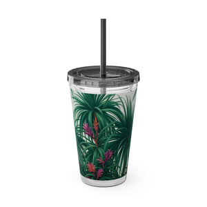 Tropical Tumbler with Straw | 16 oz: Tiny Palm Island