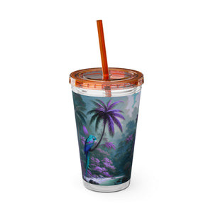 Tropical Tumbler with Straw | 16 oz: Sleeping Parrot, Fantasy
