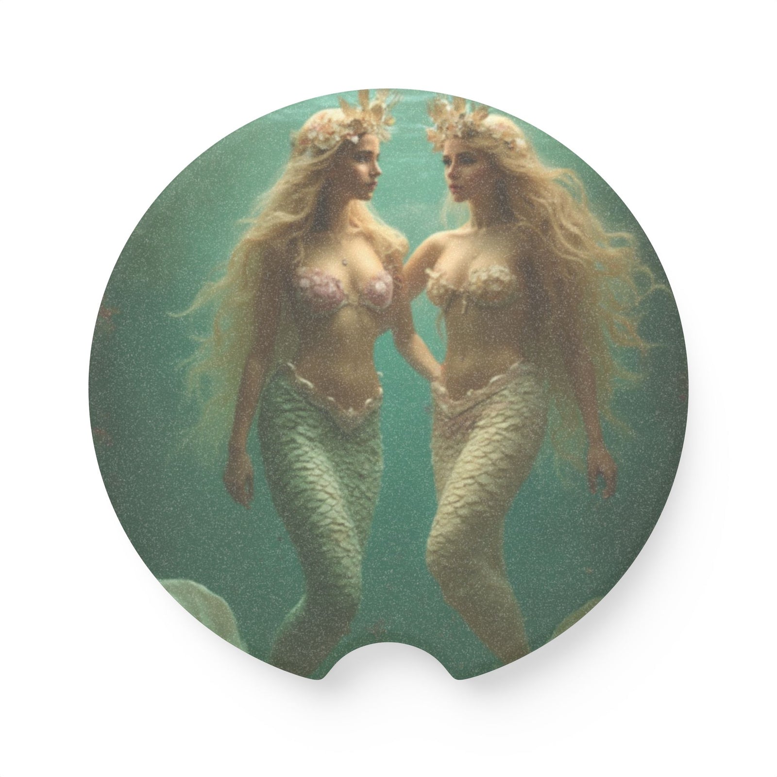 Soapstone Car Coaster - Two Mermaids