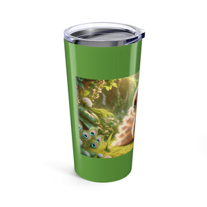 20oz Tropical Glossy Tumbler, Stainless Steel / Baby White Peacock, Green