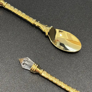 Spiral Twist Regal Spoon With Crystal Topper, 4.7" ~ Gold or Silver