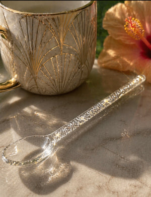Glass Ritual Spoon With Floating Crystals Handle