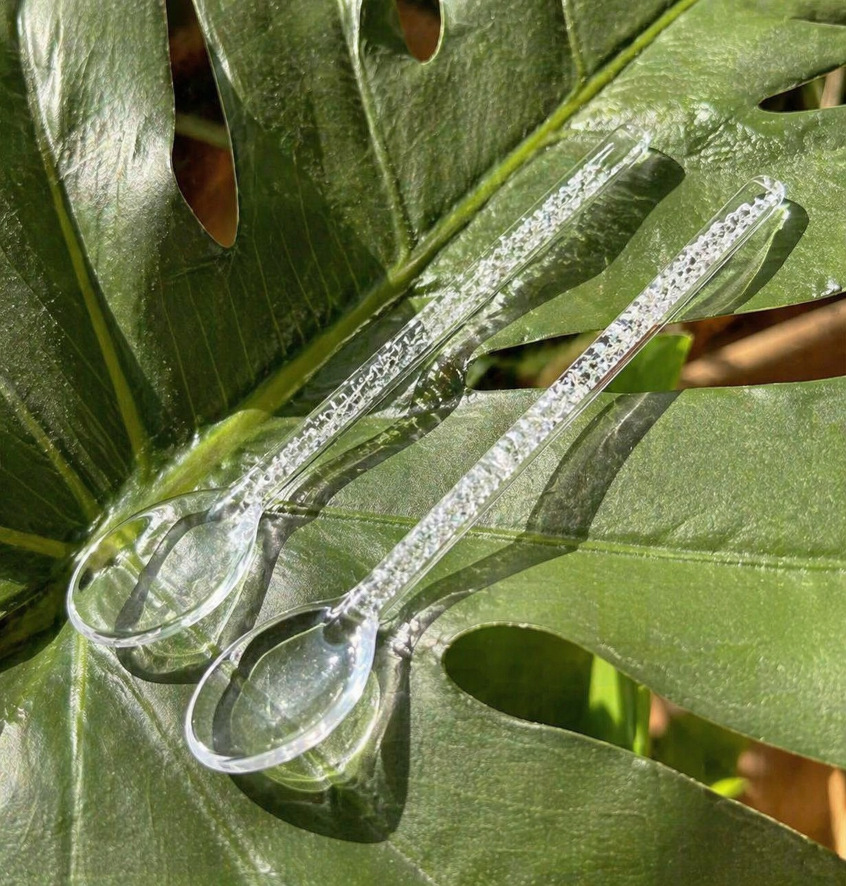 Glass Ritual Spoon With Floating Crystals Handle