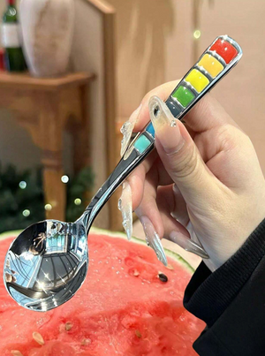 Tropical Paradise Enamel Coffee Spoon, Stainless Steel, 5.5"