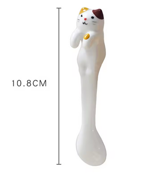 Ceramic Cat Coffee Spoons, 4.3"