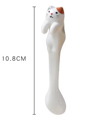 Ceramic Cat Coffee Spoons, 4.3"