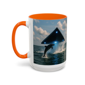 Accent Coffee Mug (11, 15oz), 8 Colors - UFO and Dolphin - Tropics Lifestyle Coffee