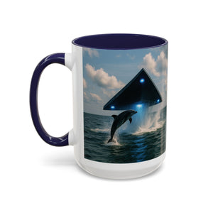 Accent Coffee Mug (11, 15oz), 8 Colors - UFO and Dolphin - Tropics Lifestyle Coffee